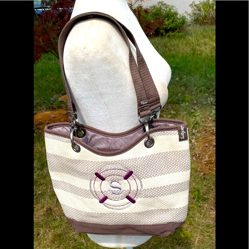 Thirty-one’s Woven Striped Satchel w Lifesaver & an S Embroidered on Front